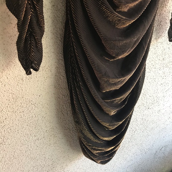 CONTEMPO CASUALS | VINTAGE 80’s Ruched Black Gold Formal Disco Dress - Picture 9 of 14